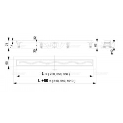 APZ8-850M SIMPLE Podlahový žľab s okrajom pre perforovaný rošt
